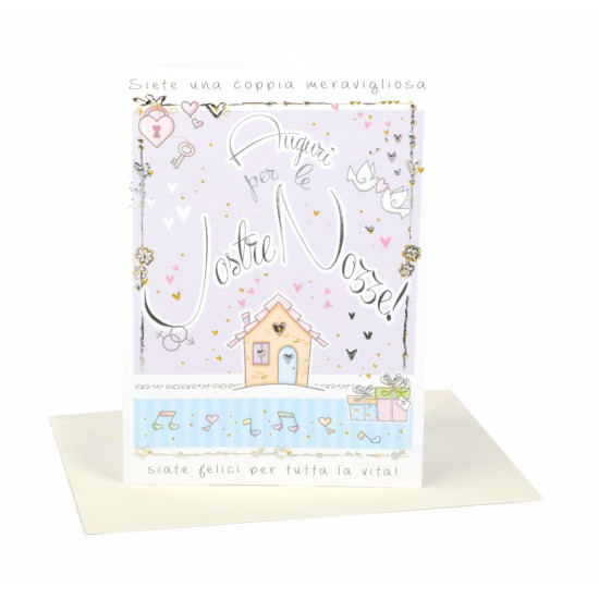 Biglietti auguri MATRIMONIO argento 3pz