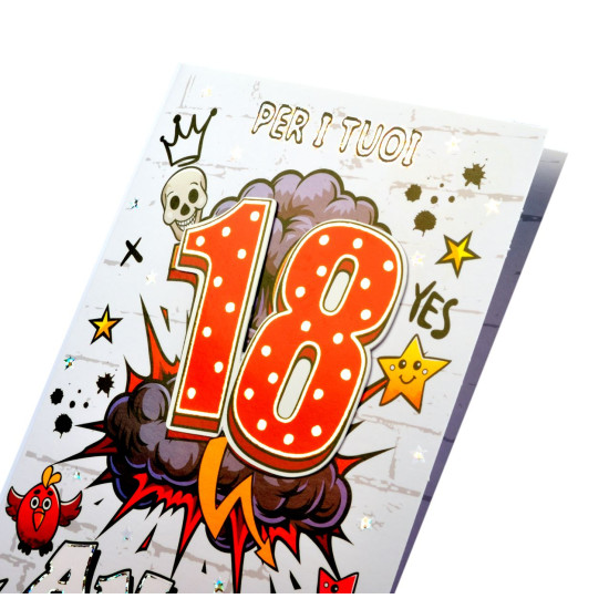 Biglietti auguri 18 anni 3D 3pz