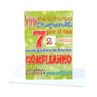 Biglietti auguri COMPLEANNO rotella da 70 a 79 anni  4pz
