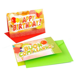 Biglietti COMPLEANNO glitter scritte 3D 2pz