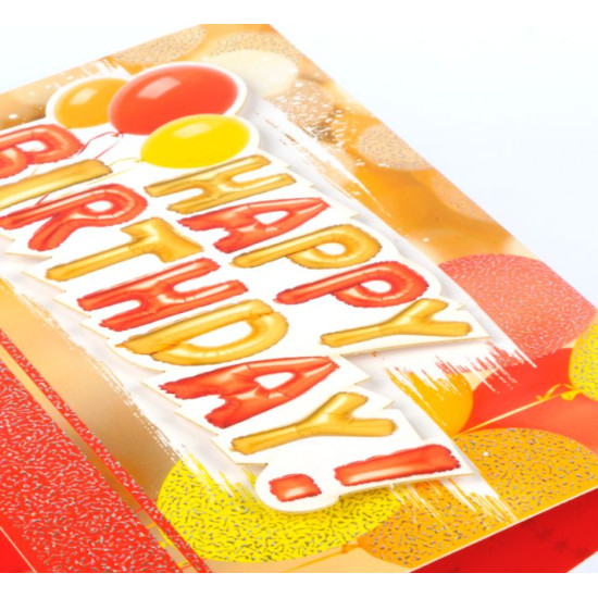 Biglietti COMPLEANNO glitter scritte 3D 2pz
