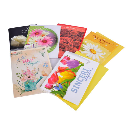 Biglietti auguri FIORI 12pz Biglietti auguri FIORI 12pz