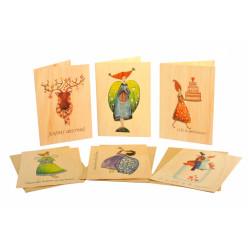 Biglietti e cartoline in legno 6pz