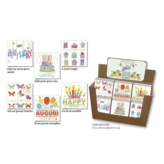 Biglietti MINI Boutique auguri e buon compleanno 60pz