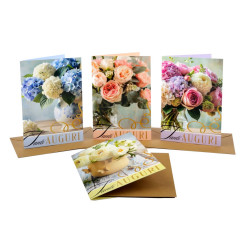 Biglietti auguri COMPLEANNO fiori 12pz