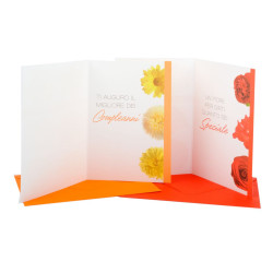 Biglietti auguri COMPLEANNO fiori glitter 12pz Biglietti auguri COMPLEANNO fiori glitter 12pz