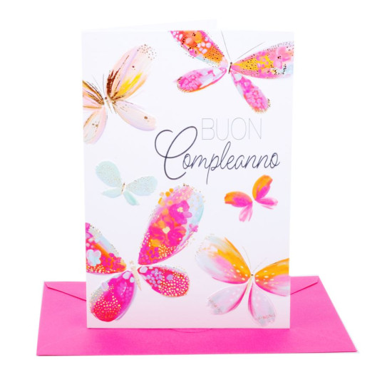 Biglietti COMPLEANNO farfalle e palloncini 12pz