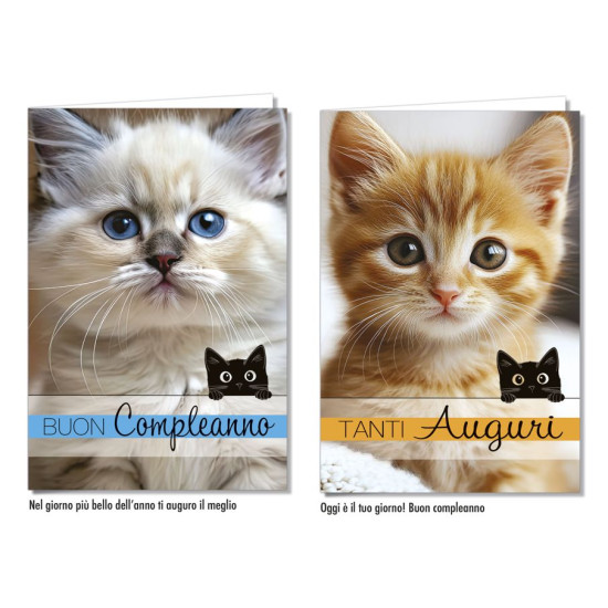 Biglietti auguri COMPLEANNO dolci cuccioli 12pz