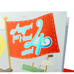 Biglietto 4 COMPLEANNO TENERO BIMBO glitter 6pz Biglietto 4 COMPLEANNO TENERO BIMBO glitter 6pz