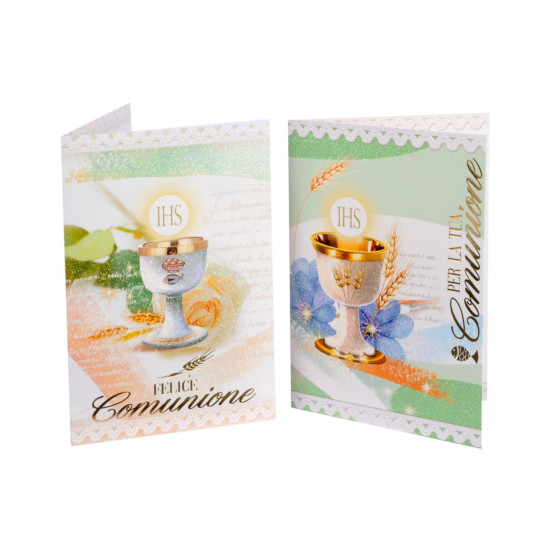 Biglietti auguri COMUNIONE glitter 12pz Biglietti auguri COMUNIONE glitter 12pz