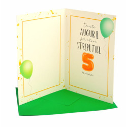 Biglietti auguri 5 ANNI palloncini 6pz Biglietti auguri 5 ANNI palloncini 6pz