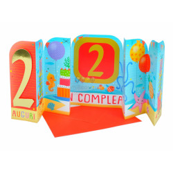 Biglietti auguri COMPLEANNO 2 anni teatrino 6pz Biglietti auguri COMPLEANNO 2 anni teatrino 6pz