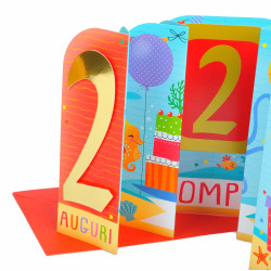 Biglietti auguri COMPLEANNO 2 anni teatrino 6pz