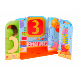 Biglietti auguri COMPLEANNO 3 anni teatrino 6pz Biglietti auguri COMPLEANNO 3 anni teatrino 6pz