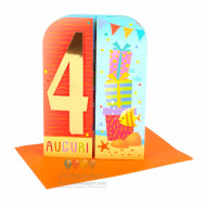 Biglietti auguri COMPLEANNO 4 anni teatrino 6pz