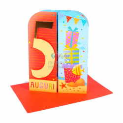 Biglietti auguri COMPLEANNO 5 anni teatrino 6pz Biglietti auguri COMPLEANNO 5 anni teatrino 6pz