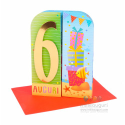 Biglietti auguri COMPLEANNO 6 anni teatrino 6pz Biglietti auguri COMPLEANNO 6 anni teatrino 6pz