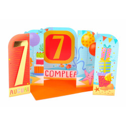 Biglietti auguri COMPLEANNO 7 anni teatrino 6pz Biglietti auguri COMPLEANNO 7 anni teatrino 6pz