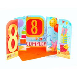 Biglietti auguri COMPLEANNO 8 anni teatrino 6pz Biglietti auguri COMPLEANNO 8 anni teatrino 6pz