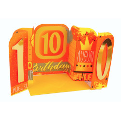 Biglietti auguri COMPLEANNO 10 anni teatrino 6pz Biglietti auguri COMPLEANNO 10 anni teatrino 6pz