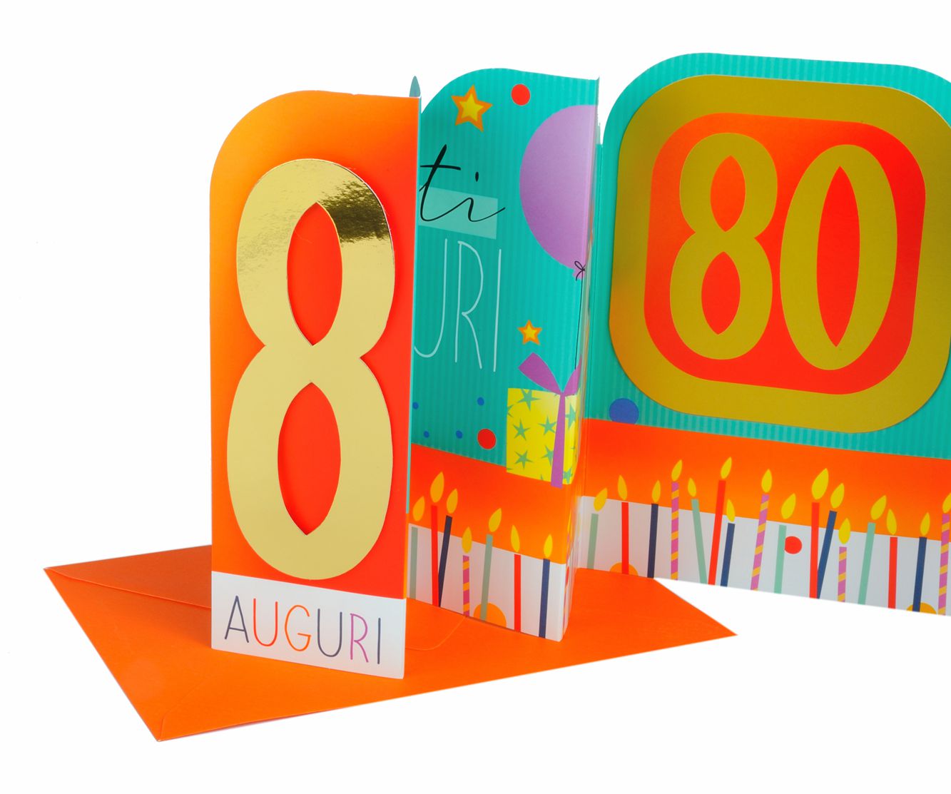 Biglietti auguri COMPLEANNO 80 anni teatrino 6pz