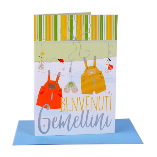 Biglietti auguri NASCITA gemelli 12pz