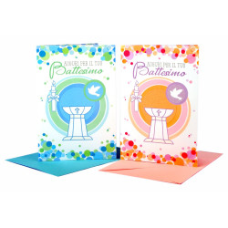 Biglietto auguri BATTESIMO glitter 12pz Biglietto auguri BATTESIMO glitter 12pz