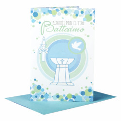 Biglietto auguri BATTESIMO glitter 12pz Biglietto auguri BATTESIMO glitter 12pz