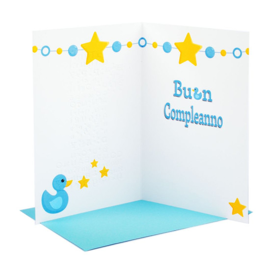 Biglietti auguri COMPLEANNO 1 anno azzurro decorato 6pz