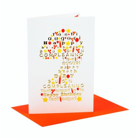 Biglietti auguri COMPLEANNO 2 anni decorato 6pz