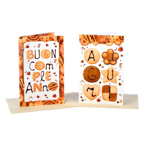 Biglietti auguri COMPLEANNO mini glitter 12pz