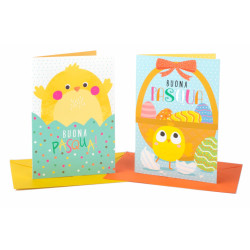 Biglietti augurali PASQUA pulcini 12pz