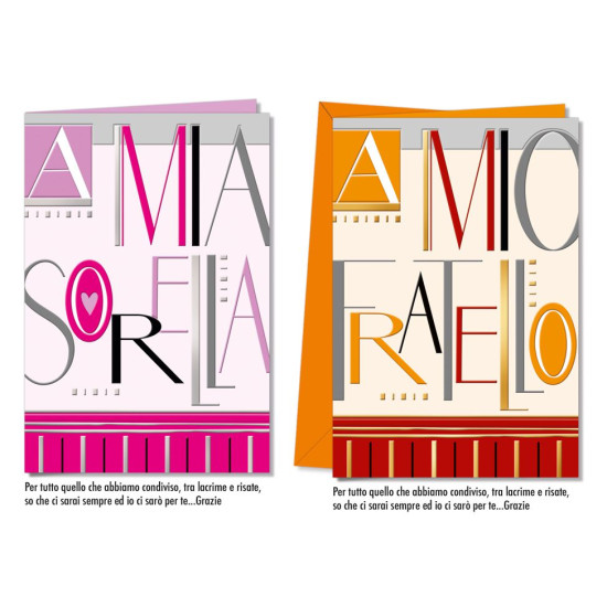 Biglietto auguri FRATELLO e SORELLA 12pz