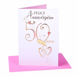 Biglietti augurali 50 ANNIVERSARIO oro e rilievo 12pz