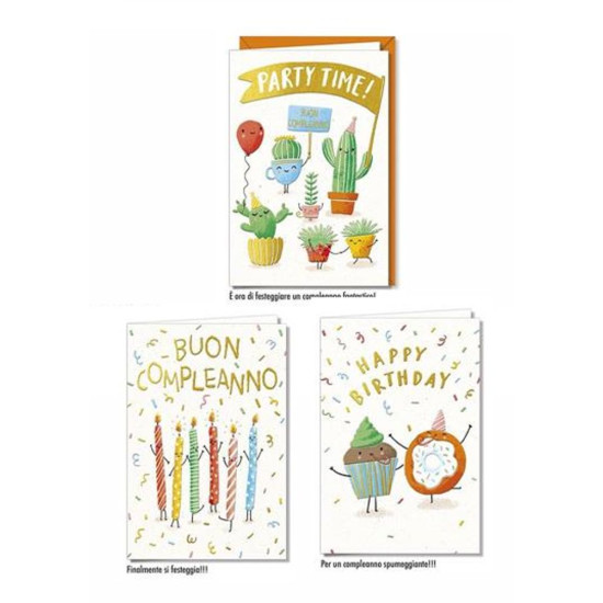 Biglietti auguri BUON COMPLEANNO 12pz