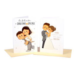 Biglietti auguri MATRIMONIO dolce legno 12pz