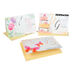 Biglietti augurali MATRIMONIO portasoldi acquerello 12pz