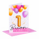 Biglietti compleanno 1 anno 6pz ROSA