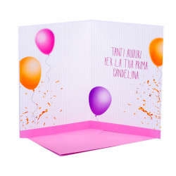 Biglietti compleanno 1 anno 6pz ROSA Biglietti compleanno 1 anno 6pz ROSA