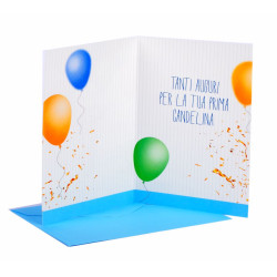 Biglietti compleanno 1 anno 6pz AZZURRO Biglietti compleanno 1 anno 6pz AZZURRO