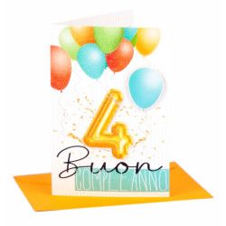 Biglietti compleanno 4 anni 6pz