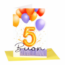 Biglietti compleanno 5 anni 6pz