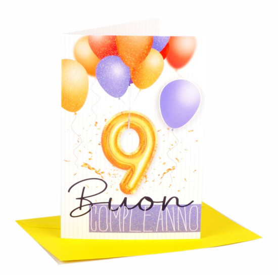 Biglietti compleanno 9 anni 6pz