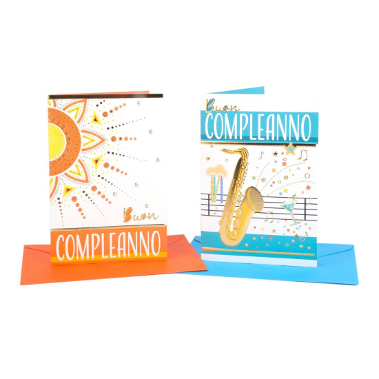 Biglietti augurali COMPLEANNO 12pz Biglietti augurali COMPLEANNO 12pz