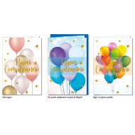 Biglietti auguri COMPLEANNO palloncini 12pz