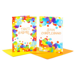 Biglietti auguri COMPLEANNO pop-up palloncini 12pz