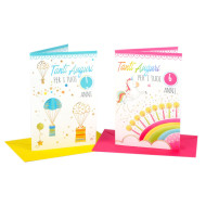 Biglietti auguri COMPLEANNO bimbi rotella da 1 a 10 anni 12pz