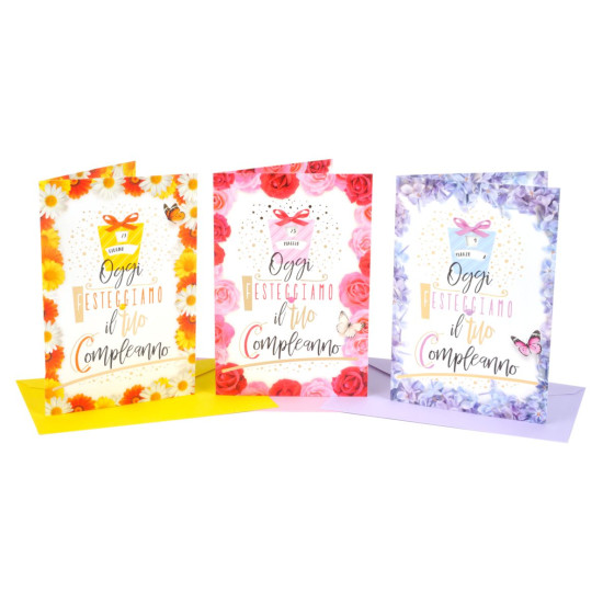 Biglietti auguri COMPLEANNO giorno e mese 12pz Biglietti auguri COMPLEANNO giorno e mese 12pz