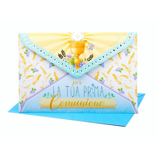 Biglietti auguri COMUNIONE oro portasoldi 12pz Biglietti auguri COMUNIONE oro portasoldi 12pz