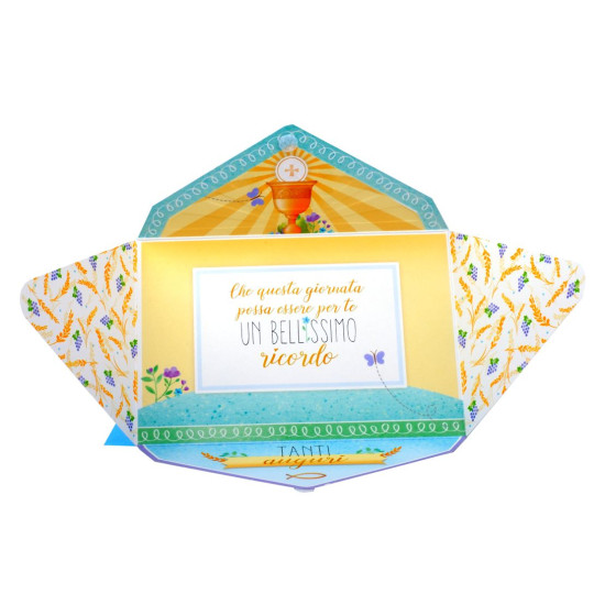 Biglietti auguri COMUNIONE oro portasoldi 12pz Biglietti auguri COMUNIONE oro portasoldi 12pz